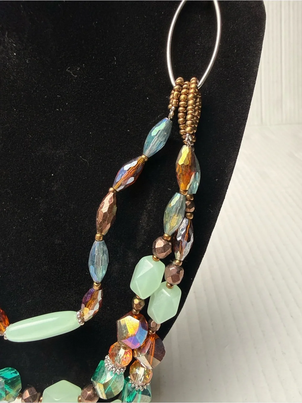 VINTAGE DKD DESIGNER Multistrand Necklace Chunky Beads Gemstones